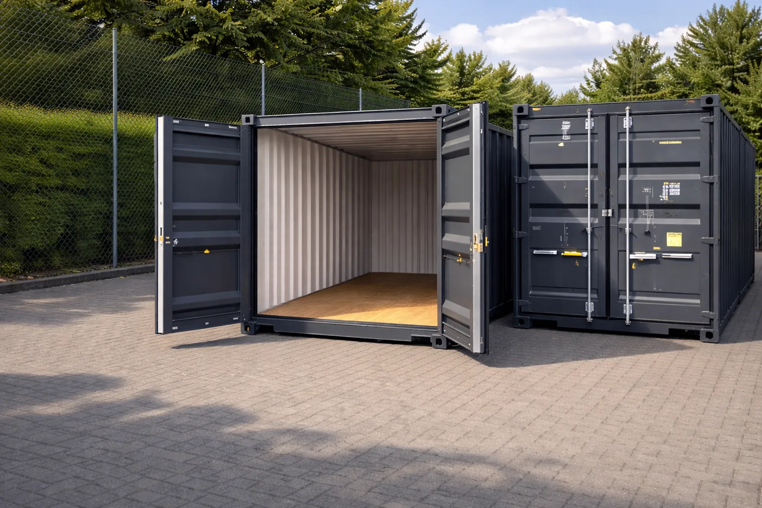 10-Fuss Lagerbox geoeffnet